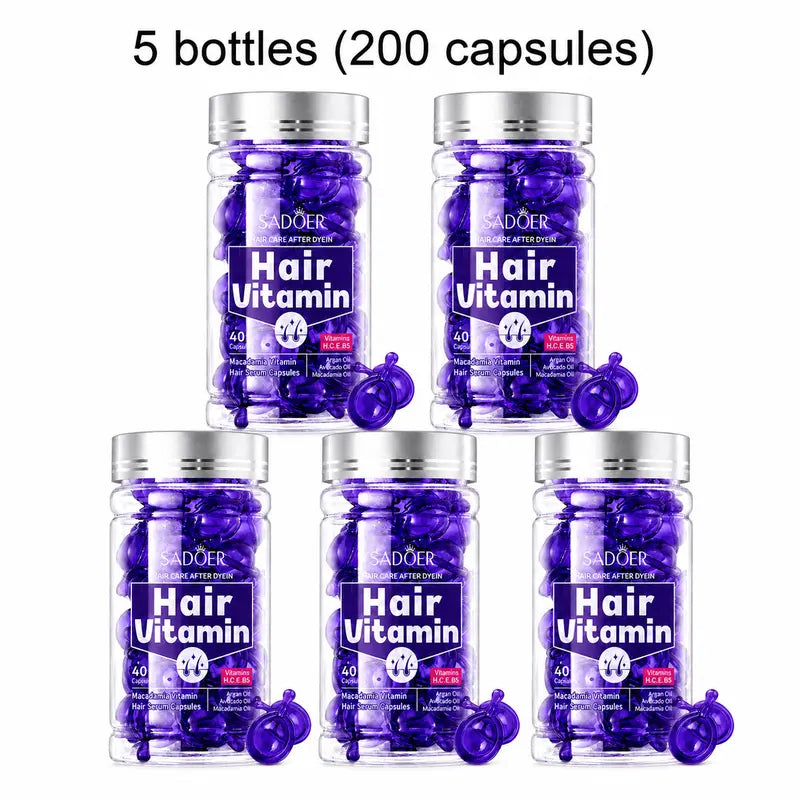Hair Vitamin Capsules Infused with Violet Vitamins & Argan Oil for Color-Treated & Permed Hair Smooths Frizz Restores Silkiness & Shine 40 Capsules.